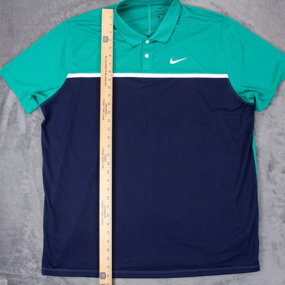 Lot of 2 Nike Mens 2XL Dri-Fit Golf Polo Shirts Pink Grey Teal Navy Colorblock